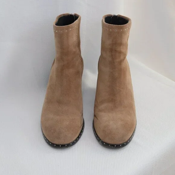 Rag & Bone Willow Brown Suede Studded Heeled Boots Sz 7 - Picture 3 of 11